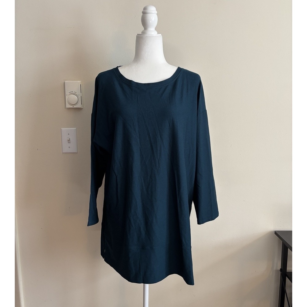 Eileen Fisher Womens Medium Oversized‎ Relaxed Fit Boxy Top Teal Blue